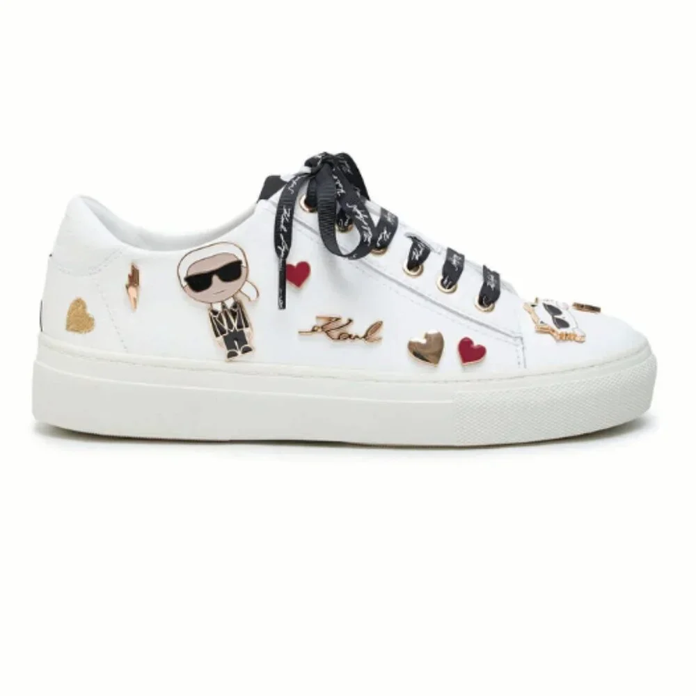 Karl Lagerfeld Paris Cate Pins Sneakers White Lace-up Size 6 Like New - Picture 4 of 8